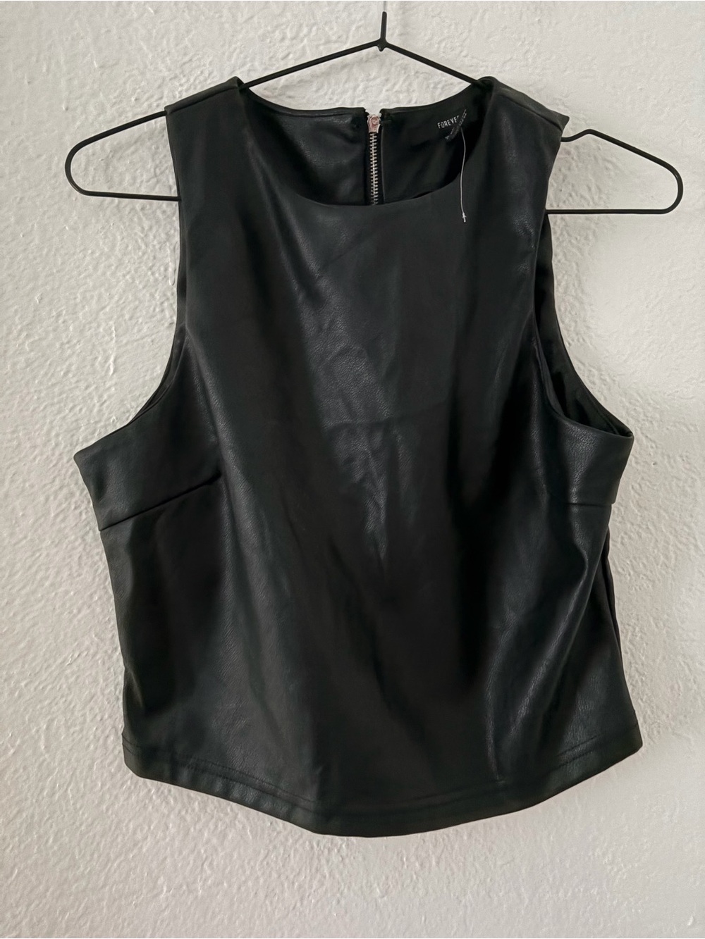 Forever 21 Black Faux Leather Sleeveless Tank